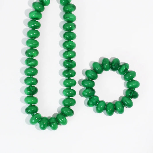 The Macy Green Sugar Beads Necklace