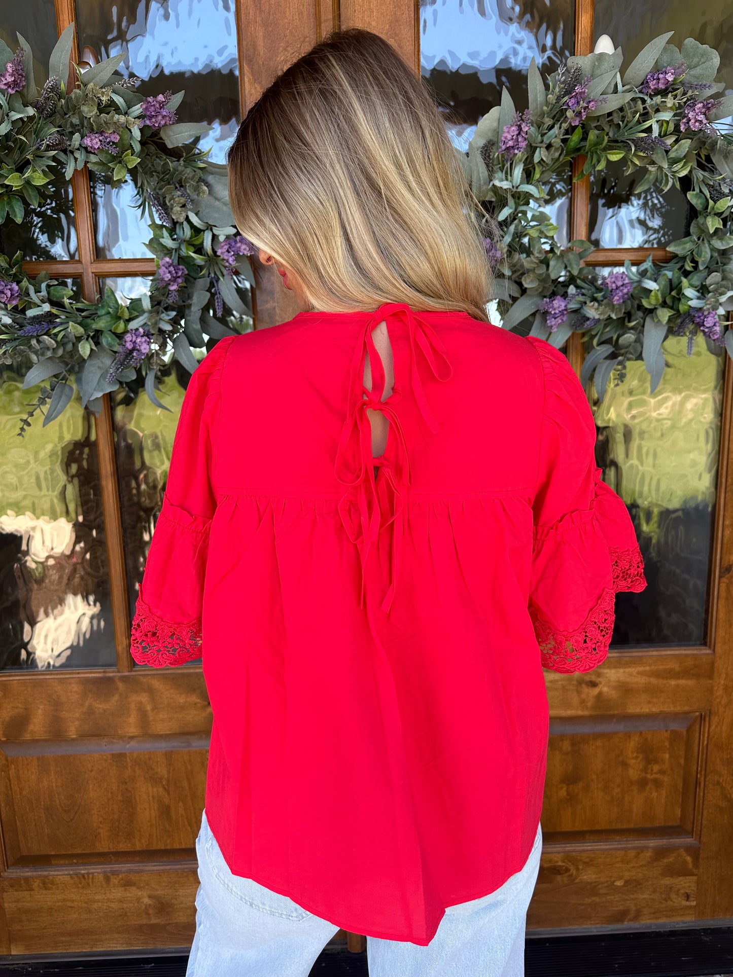 The Ruby Red Detailed Top