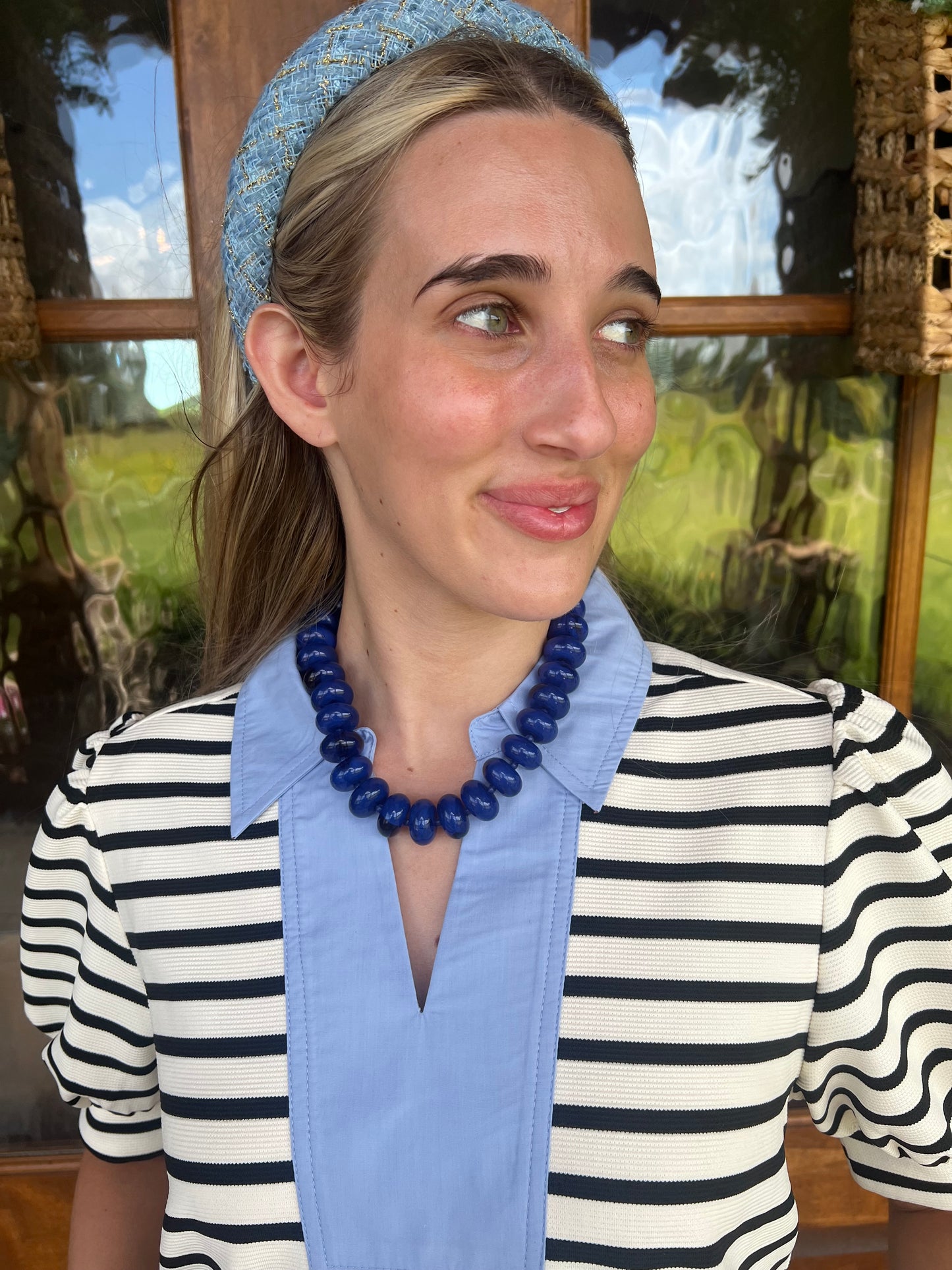 The Irina Navy Sugar Beads Necklace