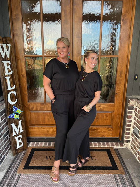 The Madeline Black Short Sleeve Jumpsuit
