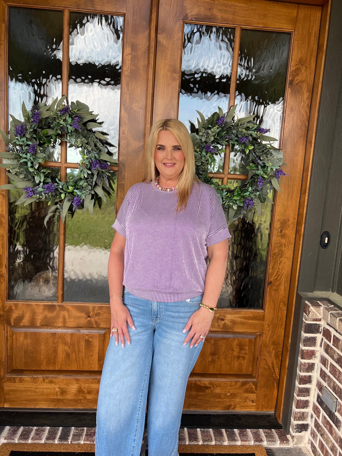 The Amber Corded Rib Short Sleeve Top