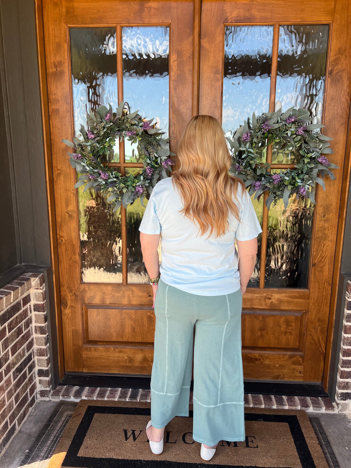 The Ashlin French Terry Washed Wide Leg Pants