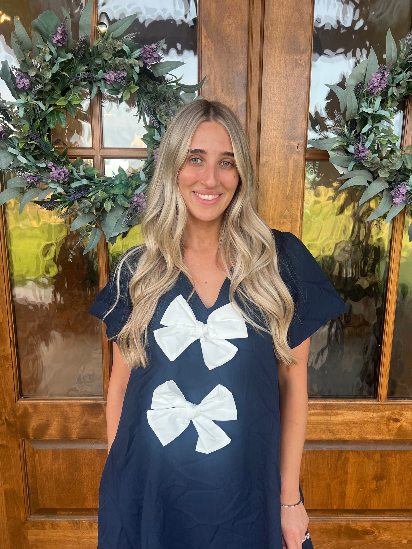 The Harper Navy Bow Short Dress