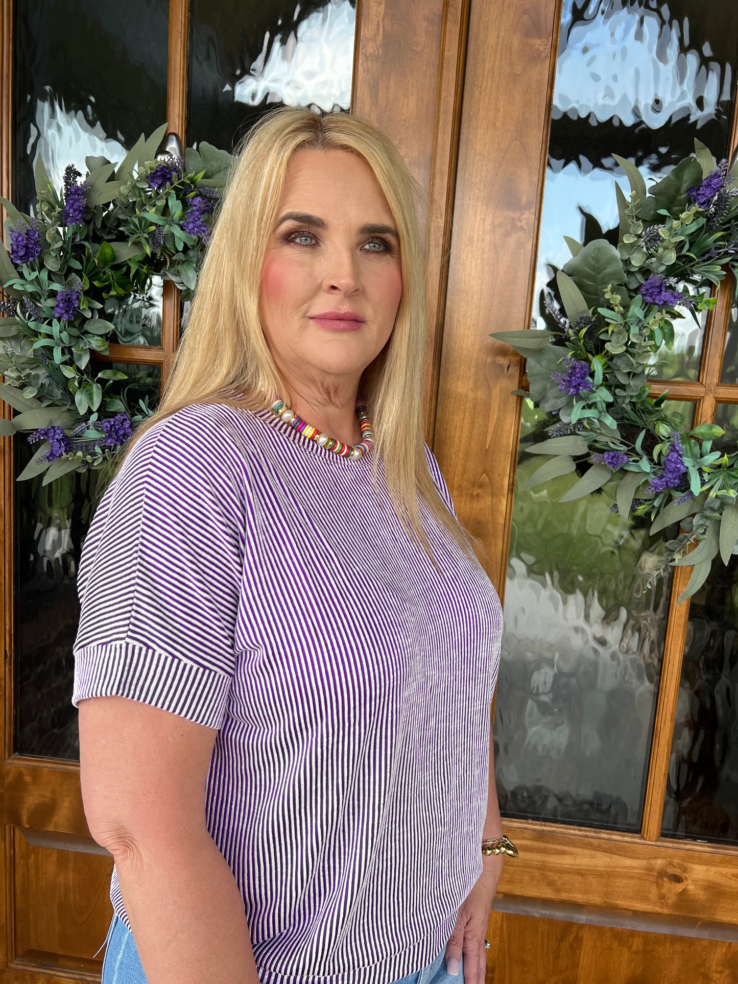 The Amber Corded Rib Short Sleeve Top