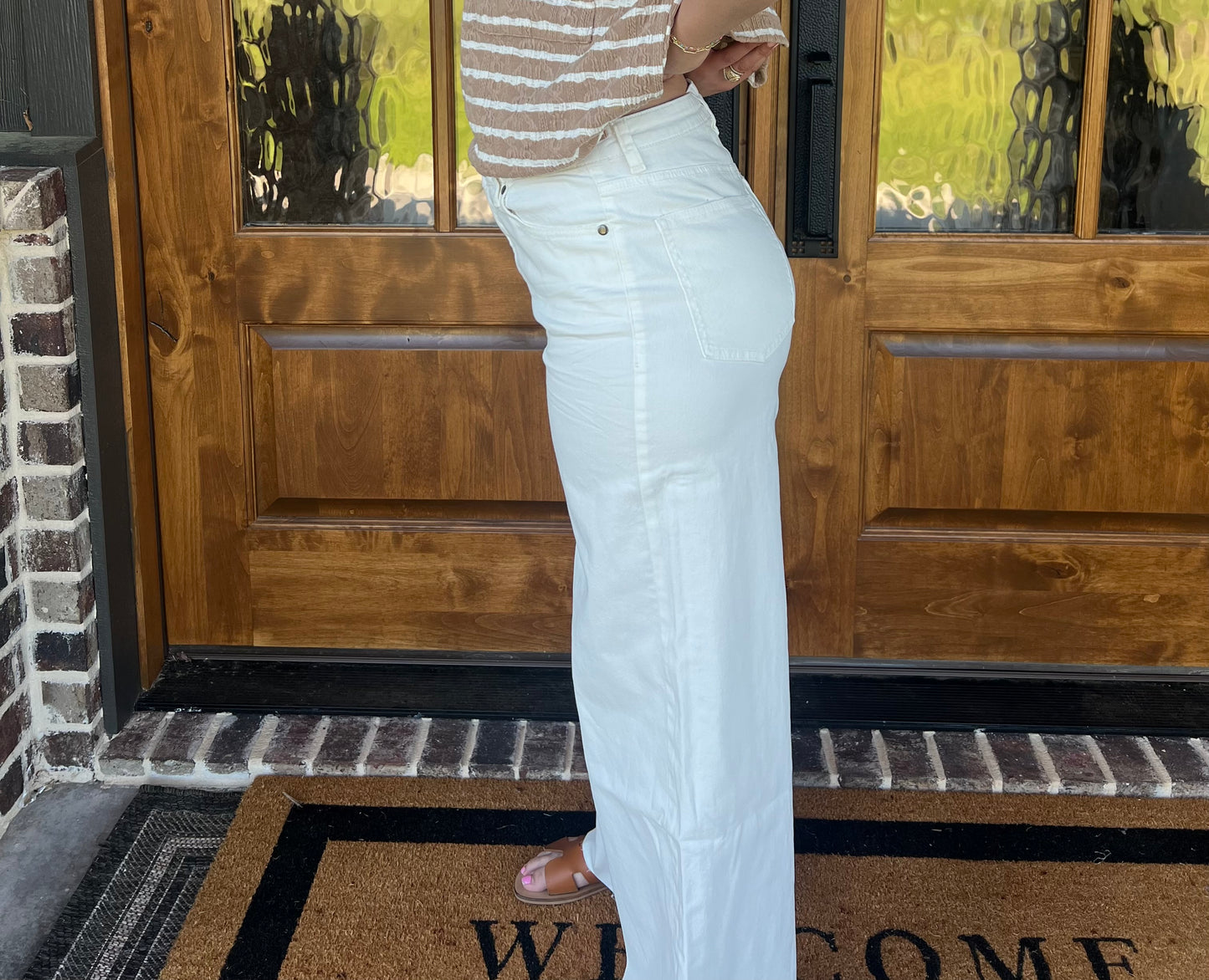 The Shelby White Soft Stretch High Waisted Twill Pants