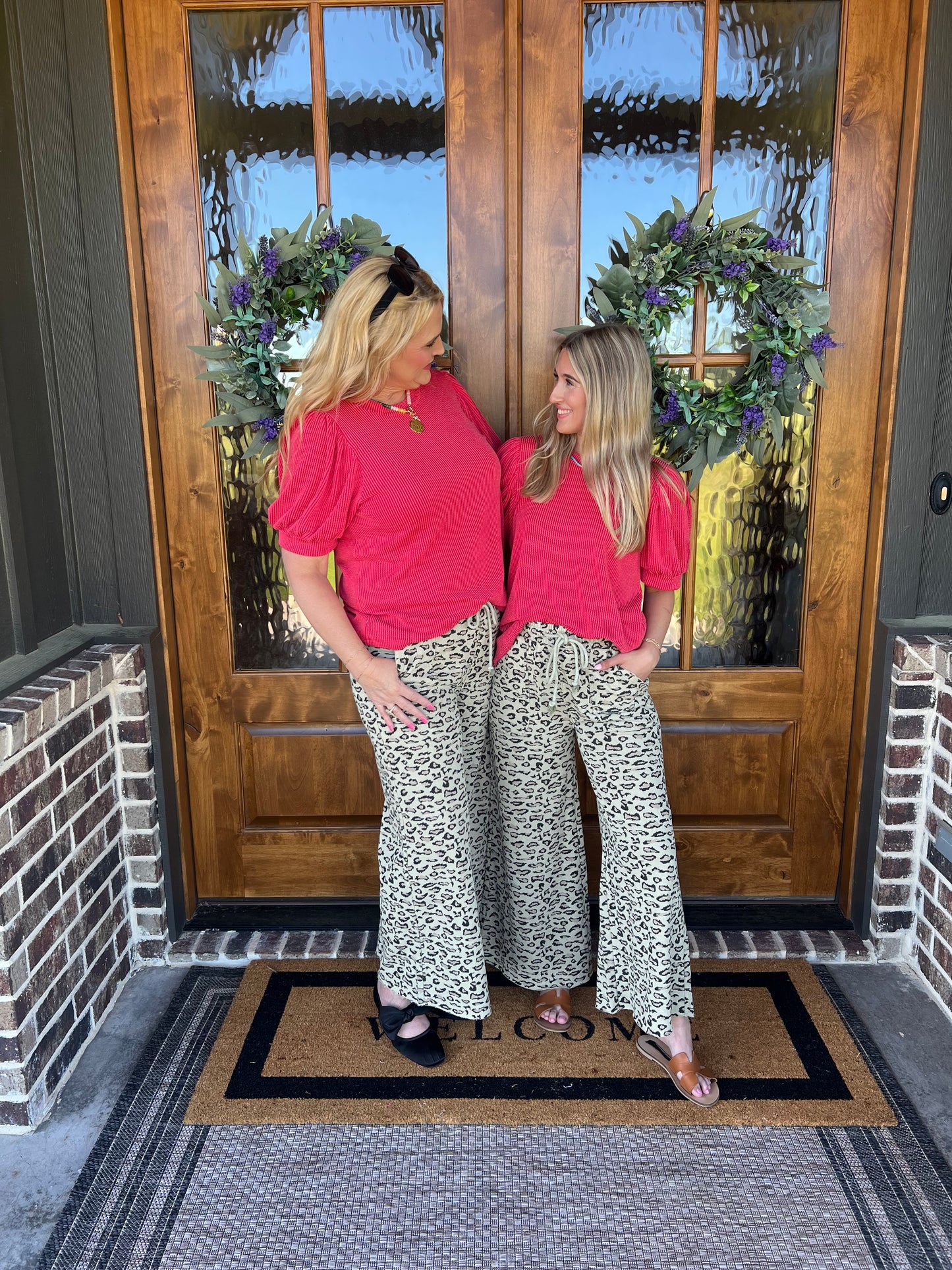 The Finlee Animal Print Mineral Wash Knit Pants