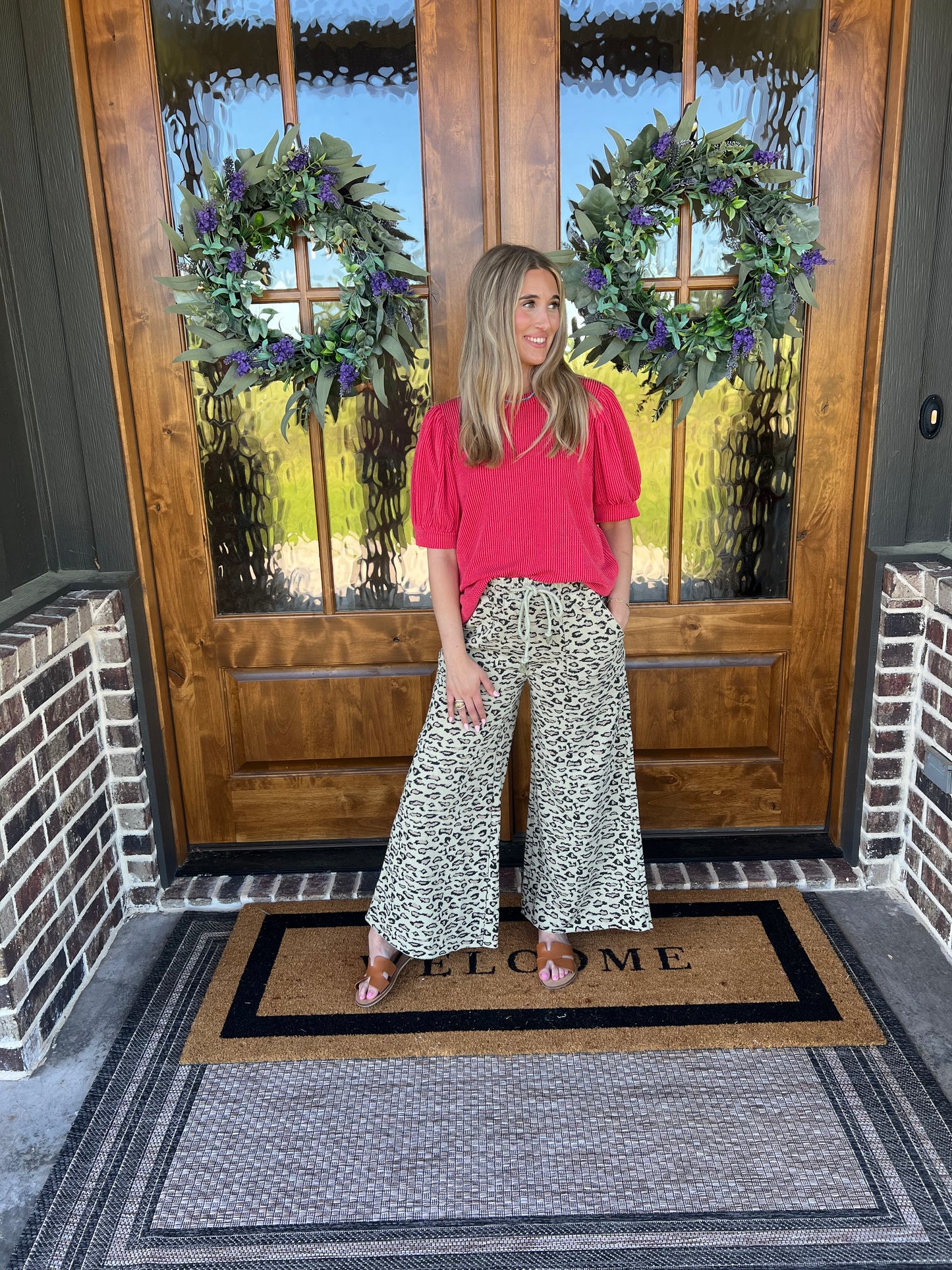 The Finlee Animal Print Mineral Wash Knit Pants