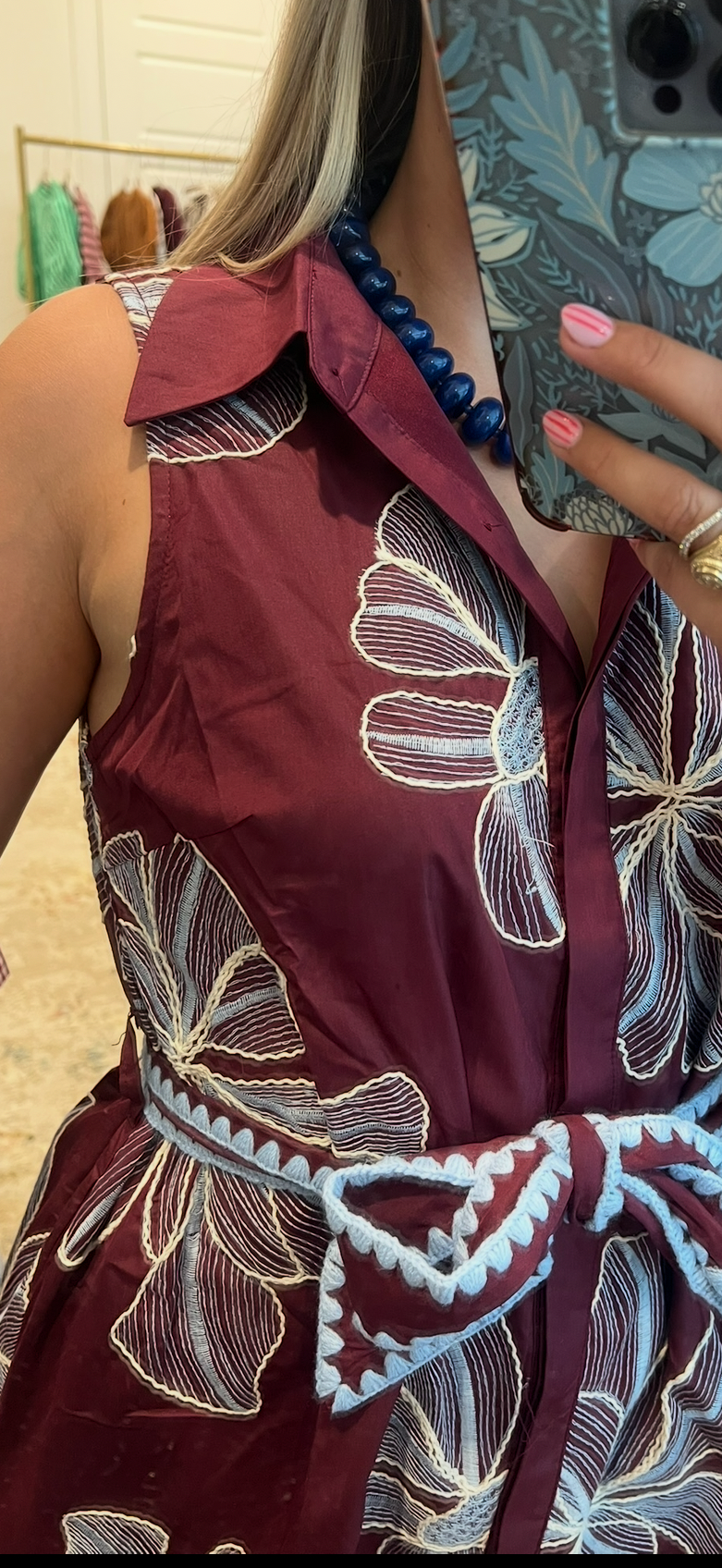 The Serena Wine Entro Embroidery Dress