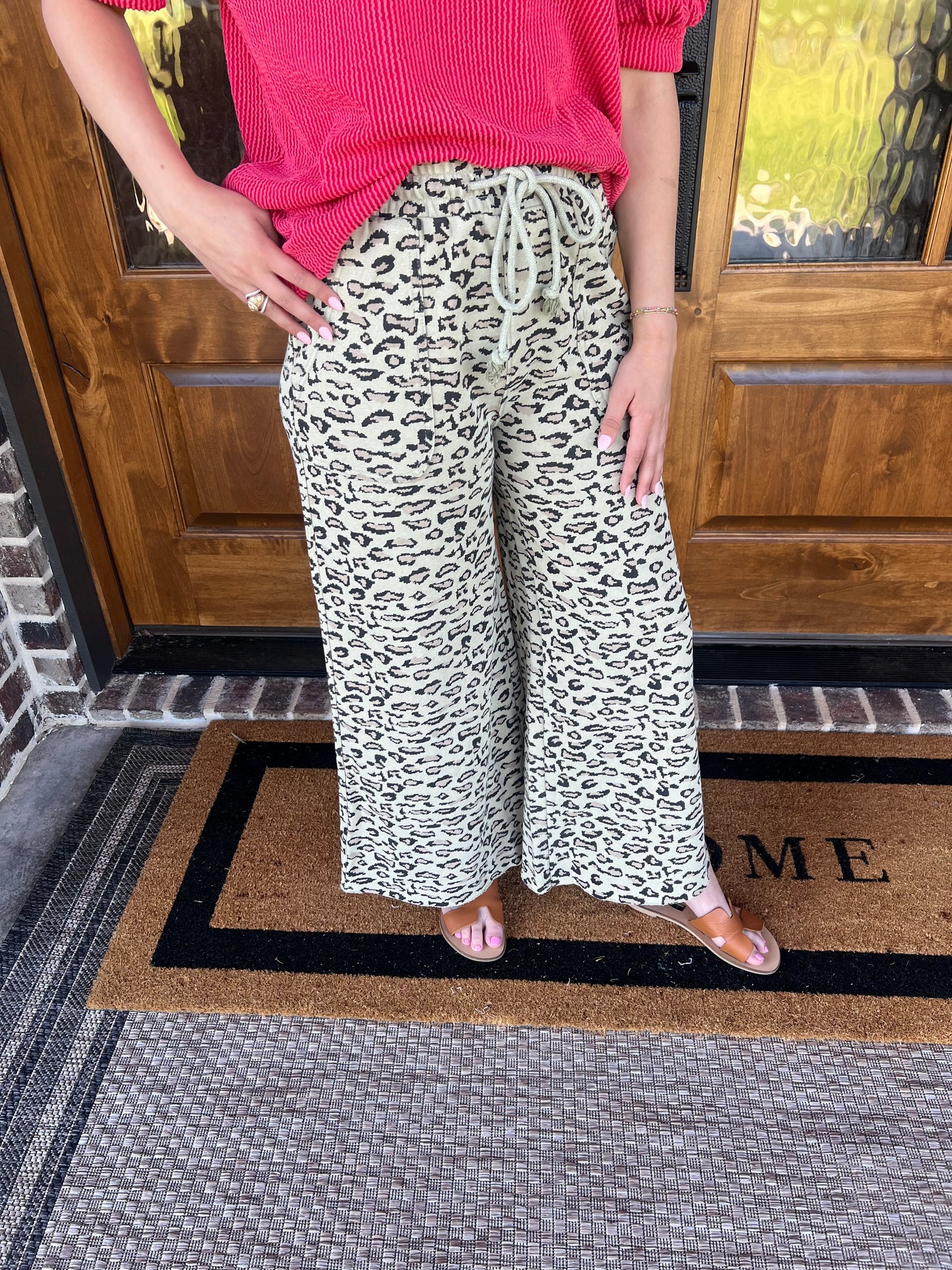 The Finlee Animal Print Mineral Wash Knit Pants