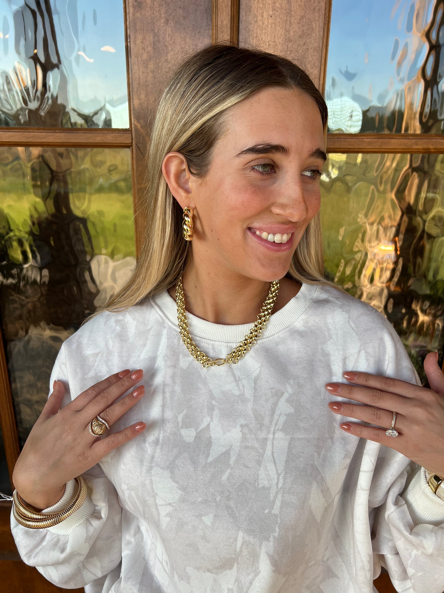 The Stephanie Leaf Printed Sweatshirt/Pant Set