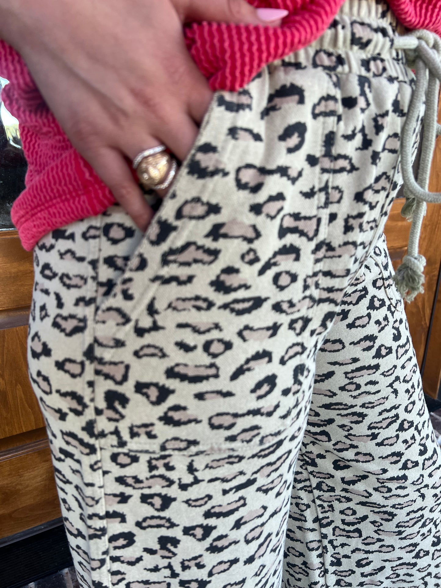 The Finlee Animal Print Mineral Wash Knit Pants