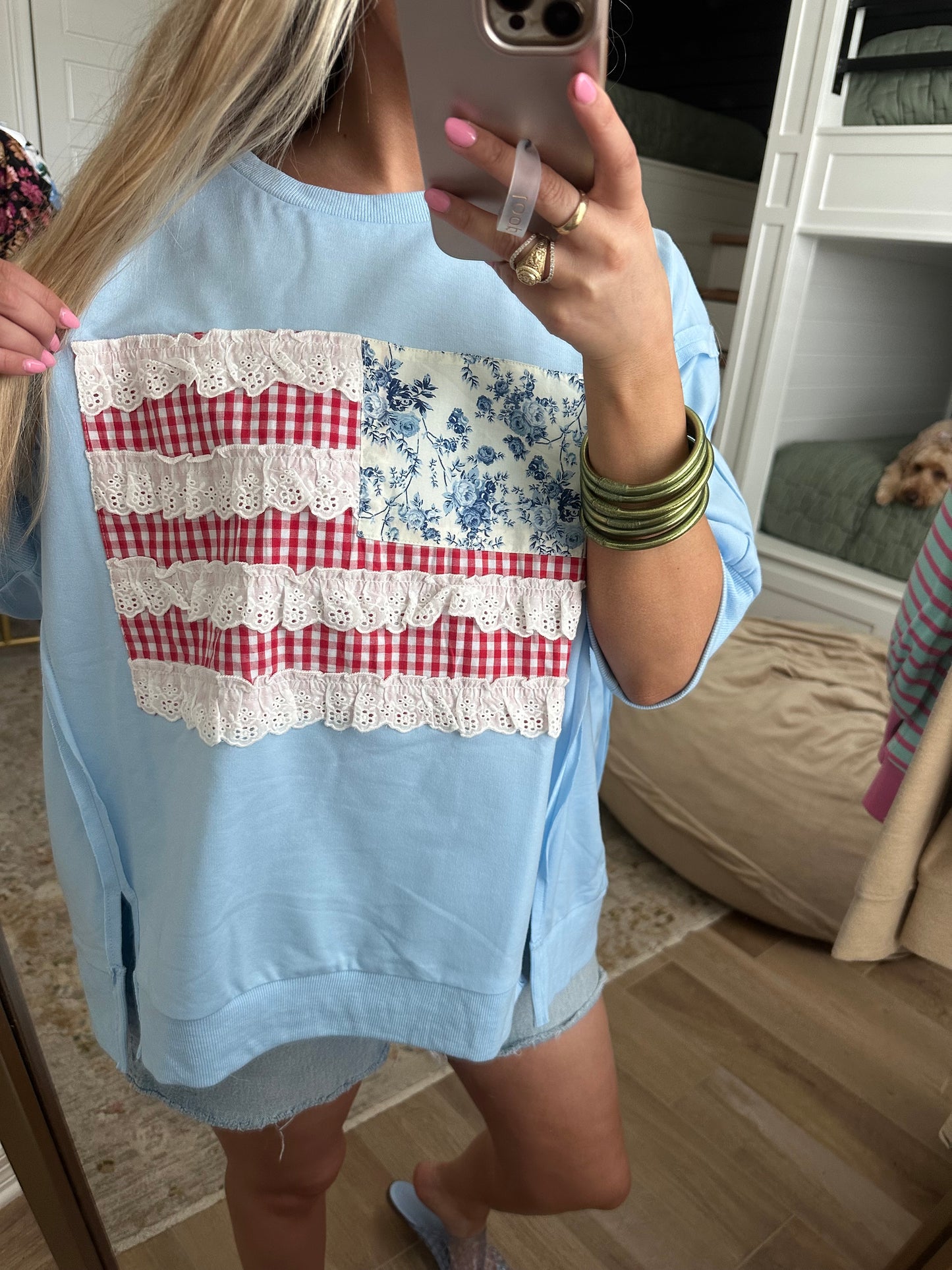 The Daisy Flag Patchwork French Terry Top