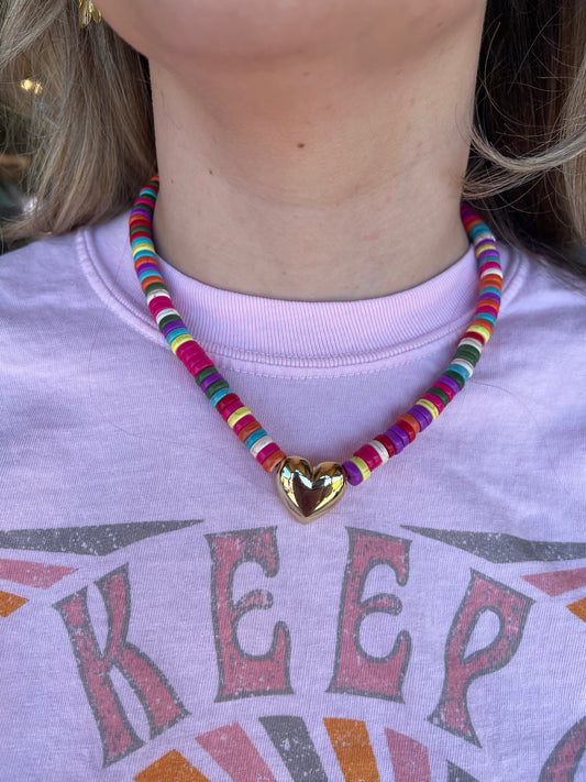The Kat Colorful Heart Beaded Necklace