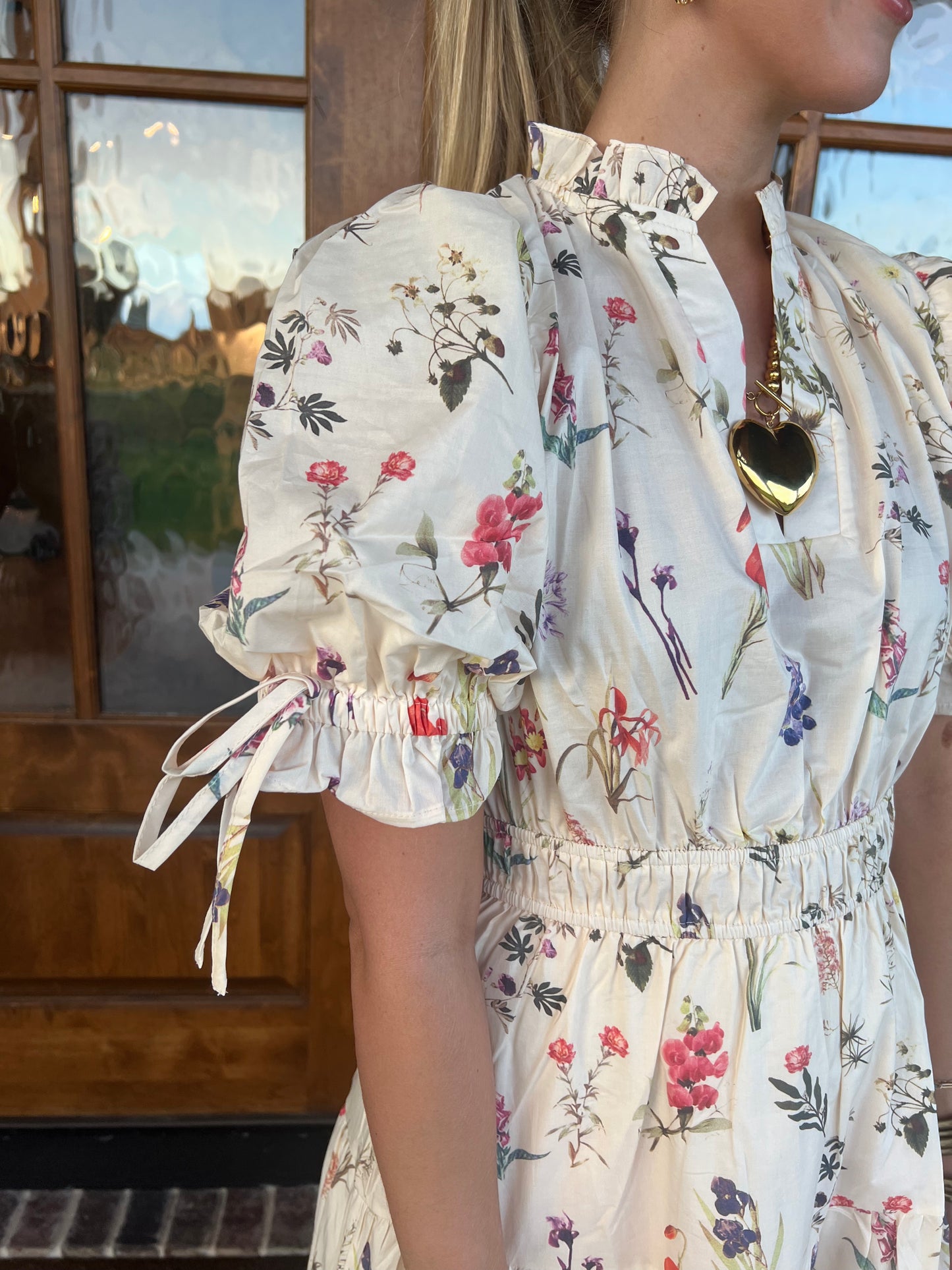 The Abby Ecru Floral Print Tiered Maxi Dress