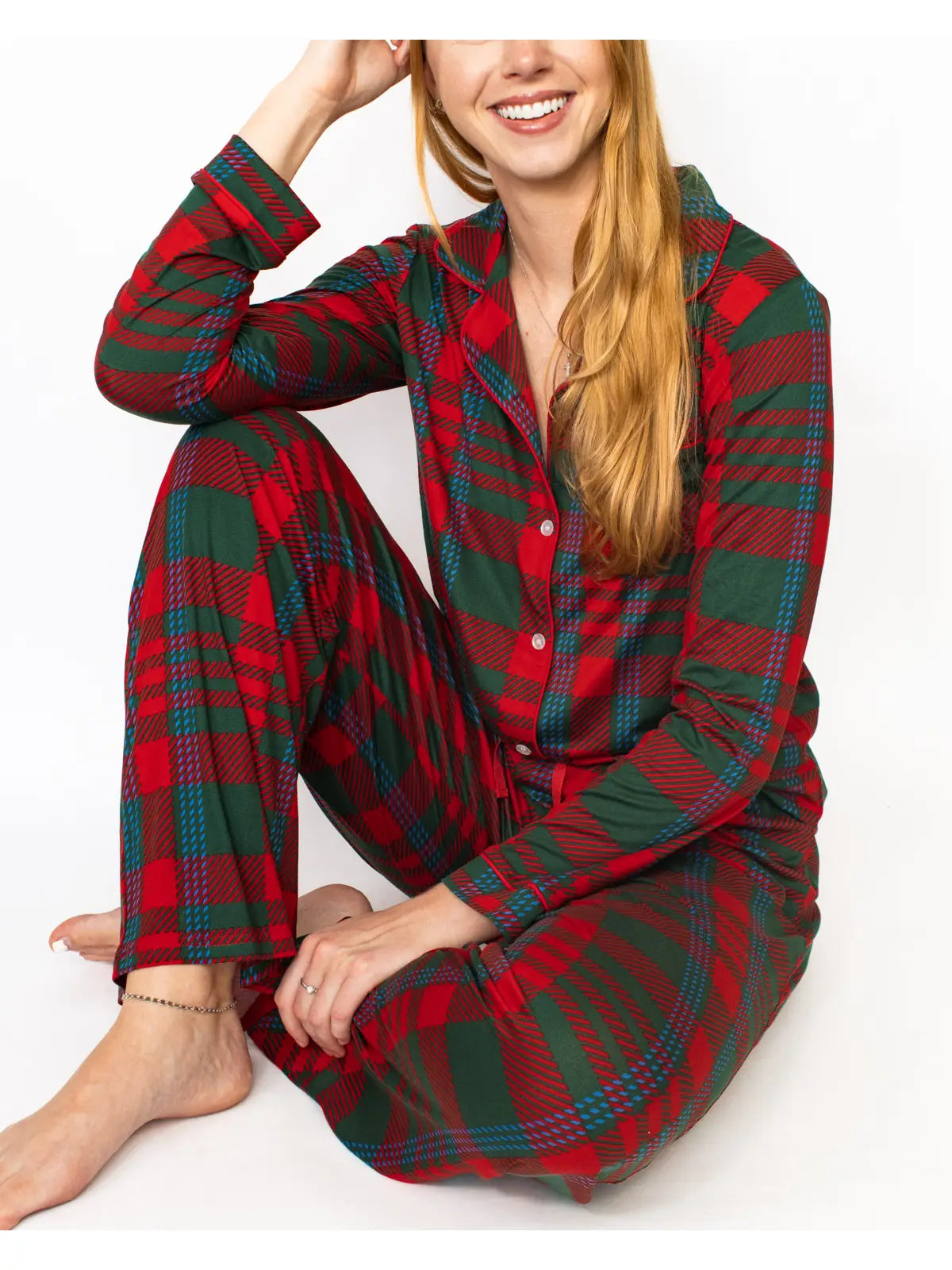 The Kristi Red/Green Plaid Pajama Set