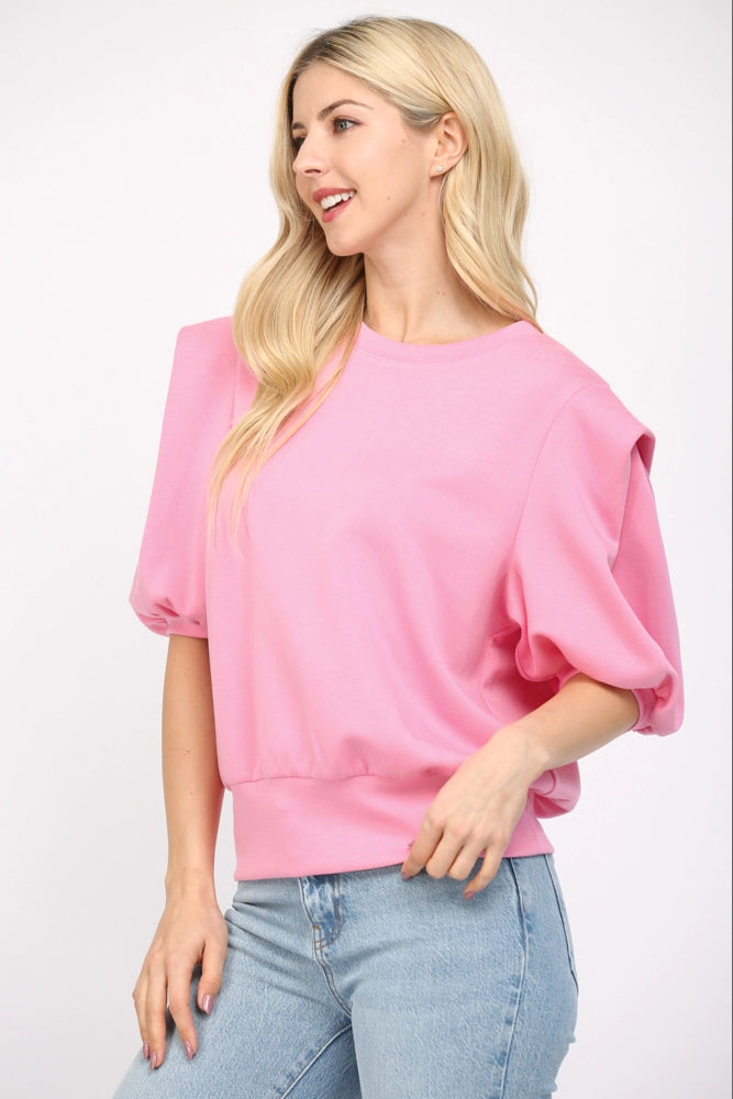 The Mia Pink Short Puff Sleeve