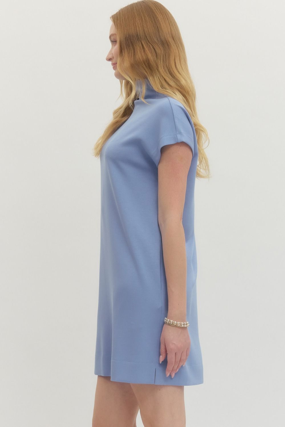 The Ava Light Blue High Neck Mock Dress