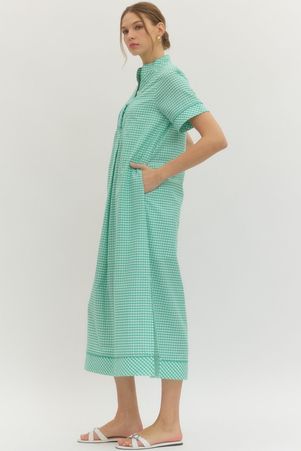 The Charlotte Mint Gingham Midi Dress