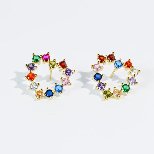 The Jade Sparkle Multi Heart Stud