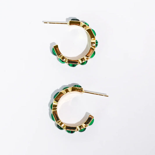 The Stephanie Emerald Hoops