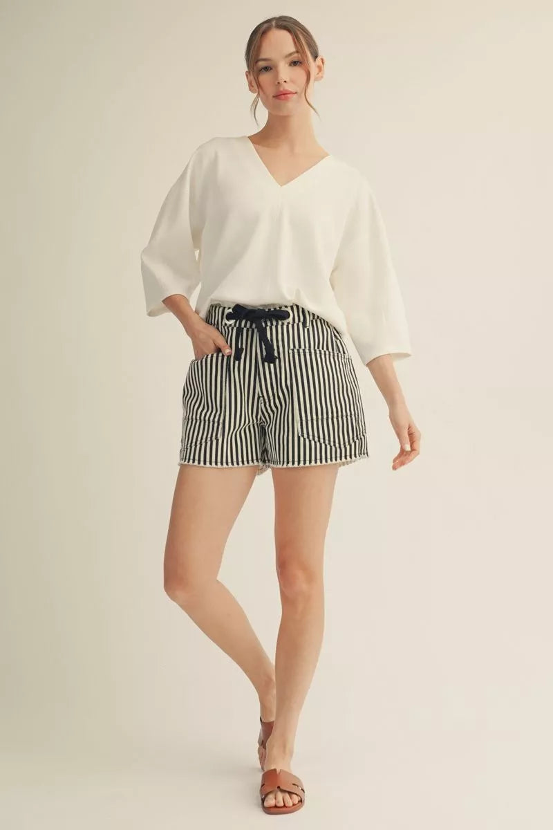 The Missy Solid Off White Vneck Top