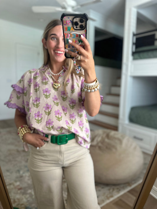 The Violet Mix Ruffle Sleeve Floral Blouse