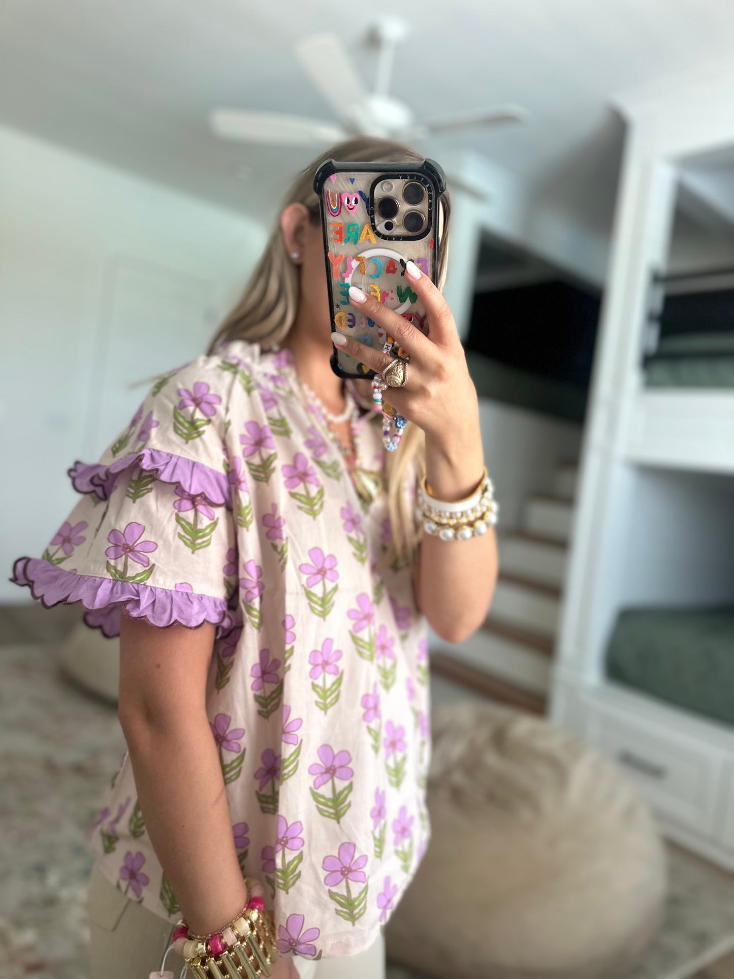 The Violet Mix Ruffle Sleeve Floral Blouse