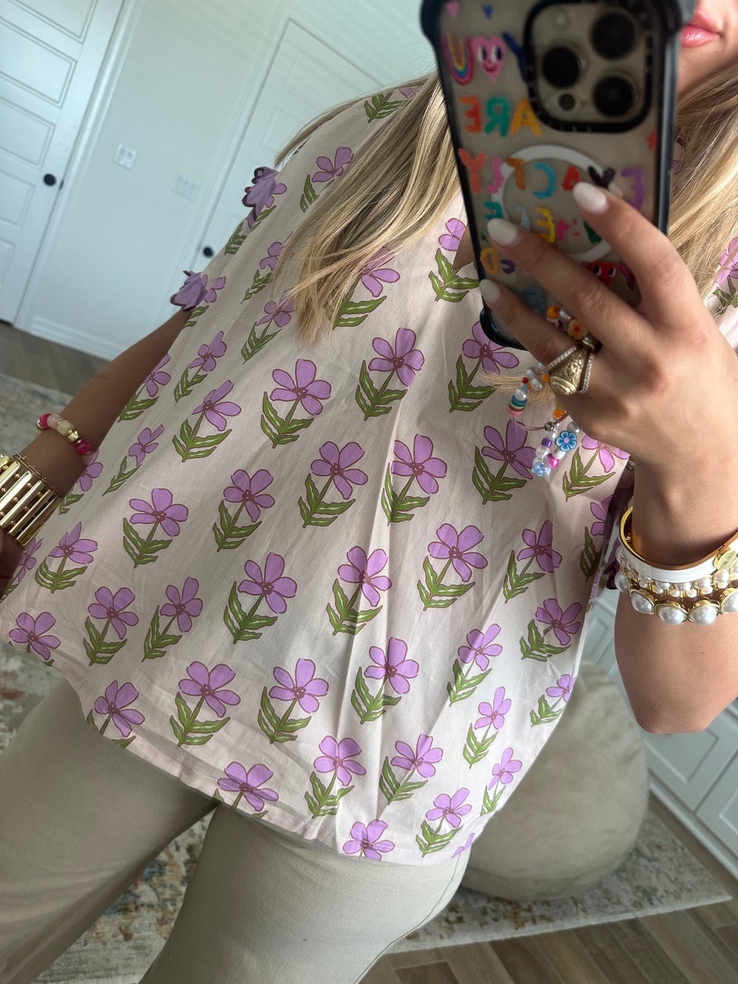 The Violet Mix Ruffle Sleeve Floral Blouse