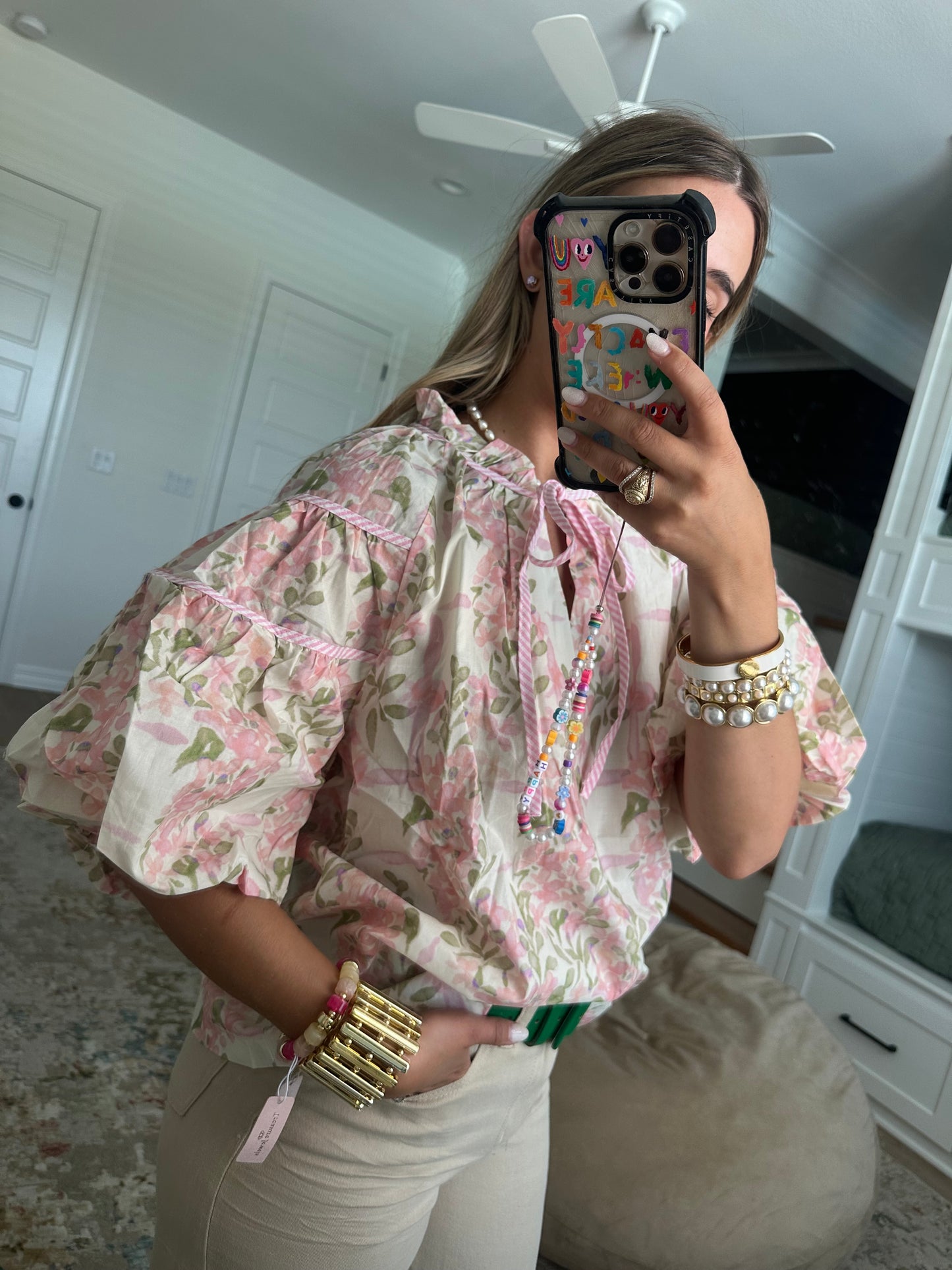 The Lilianna Floral Puff Sleeve Peplum Blouse