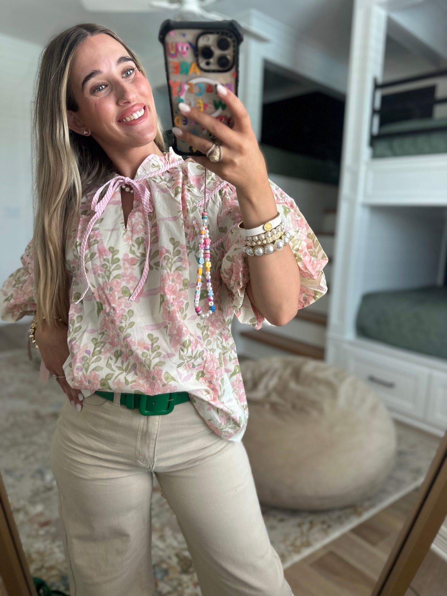The Lilianna Floral Puff Sleeve Peplum Blouse