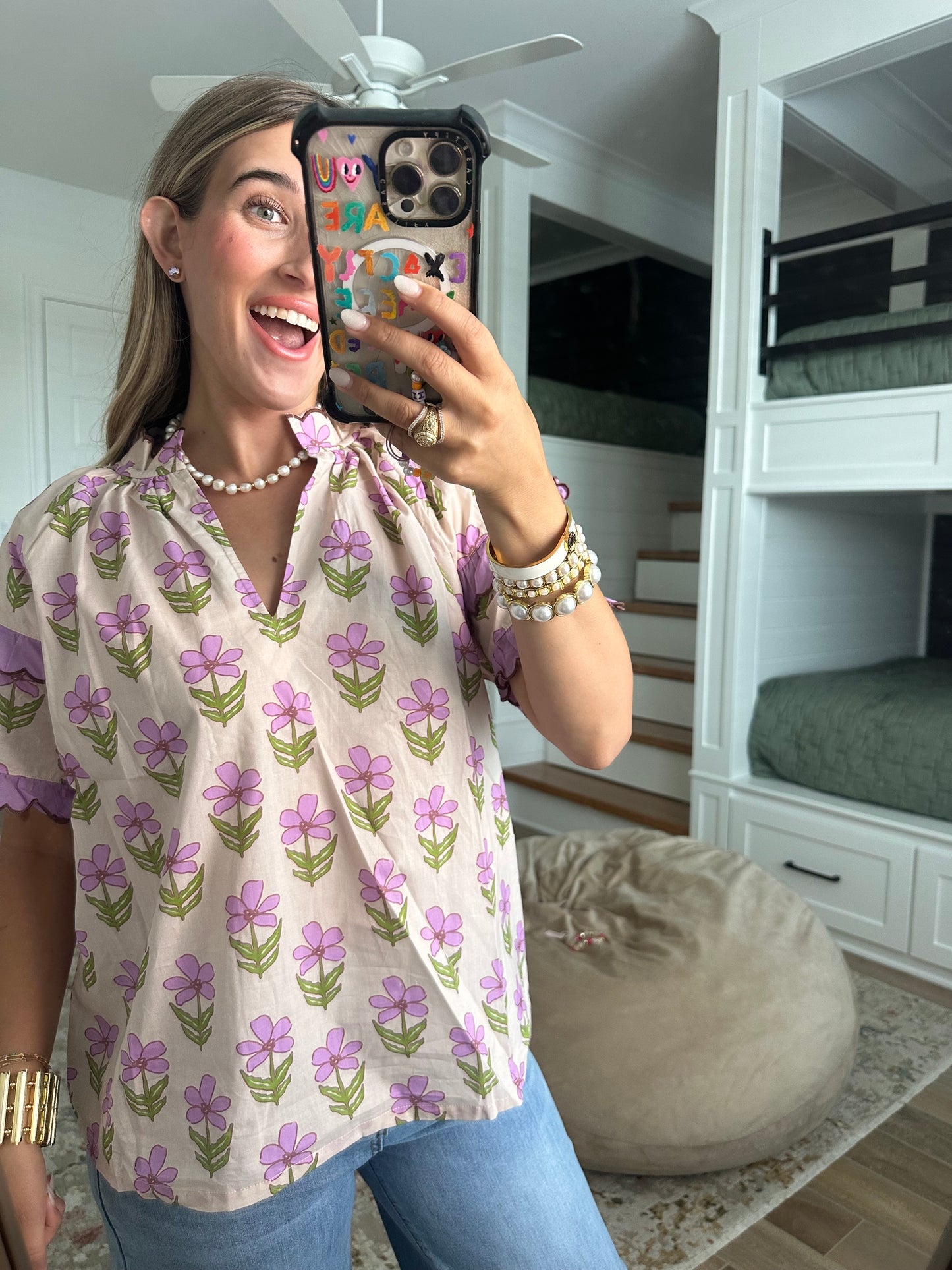 The Violet Mix Ruffle Sleeve Floral Blouse