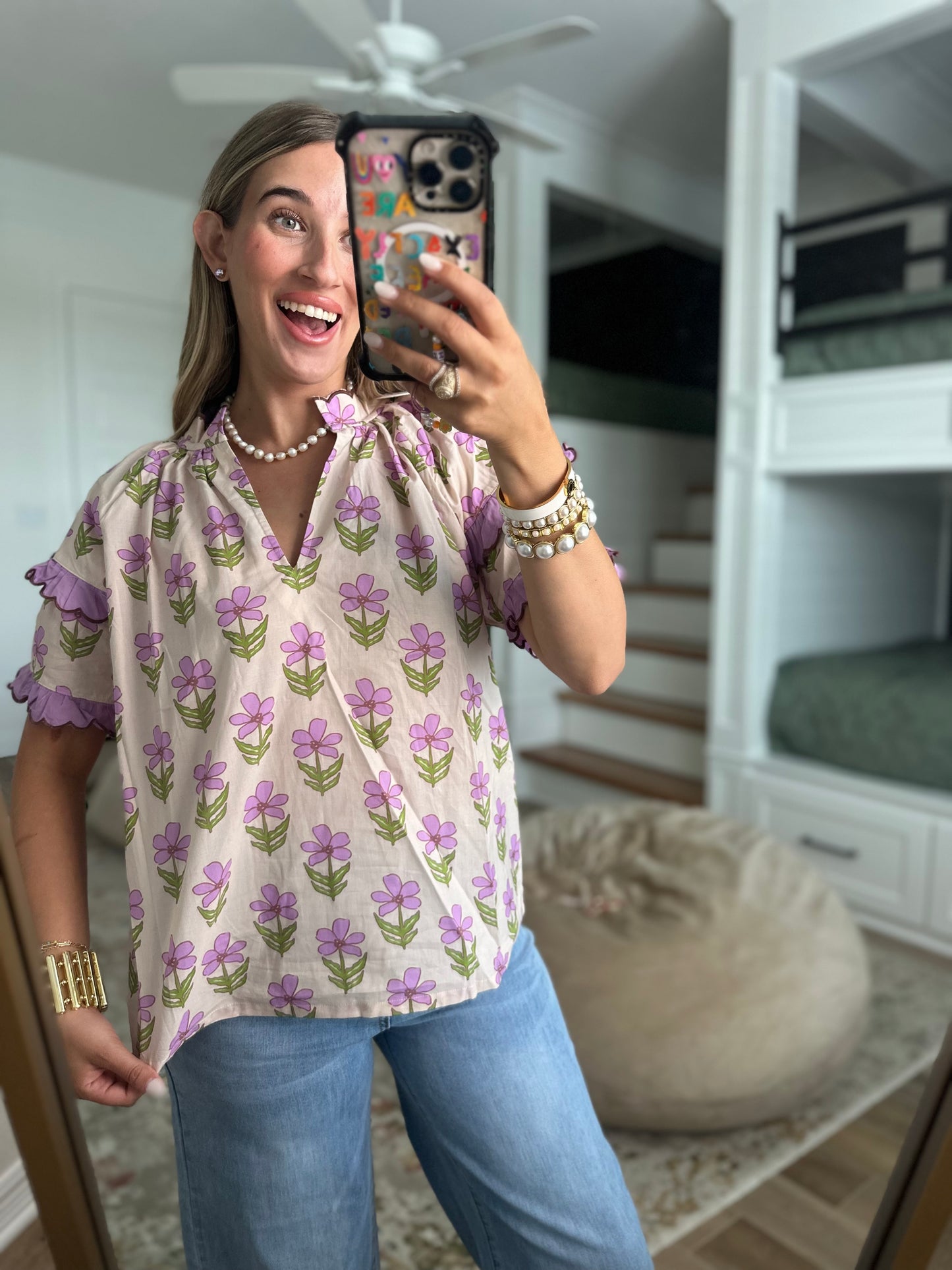 The Violet Mix Ruffle Sleeve Floral Blouse