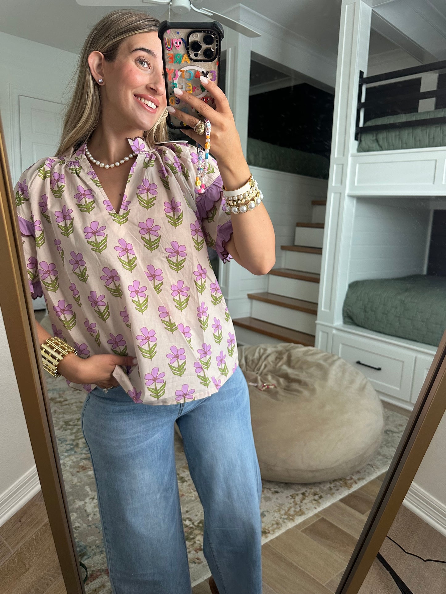 The Violet Mix Ruffle Sleeve Floral Blouse
