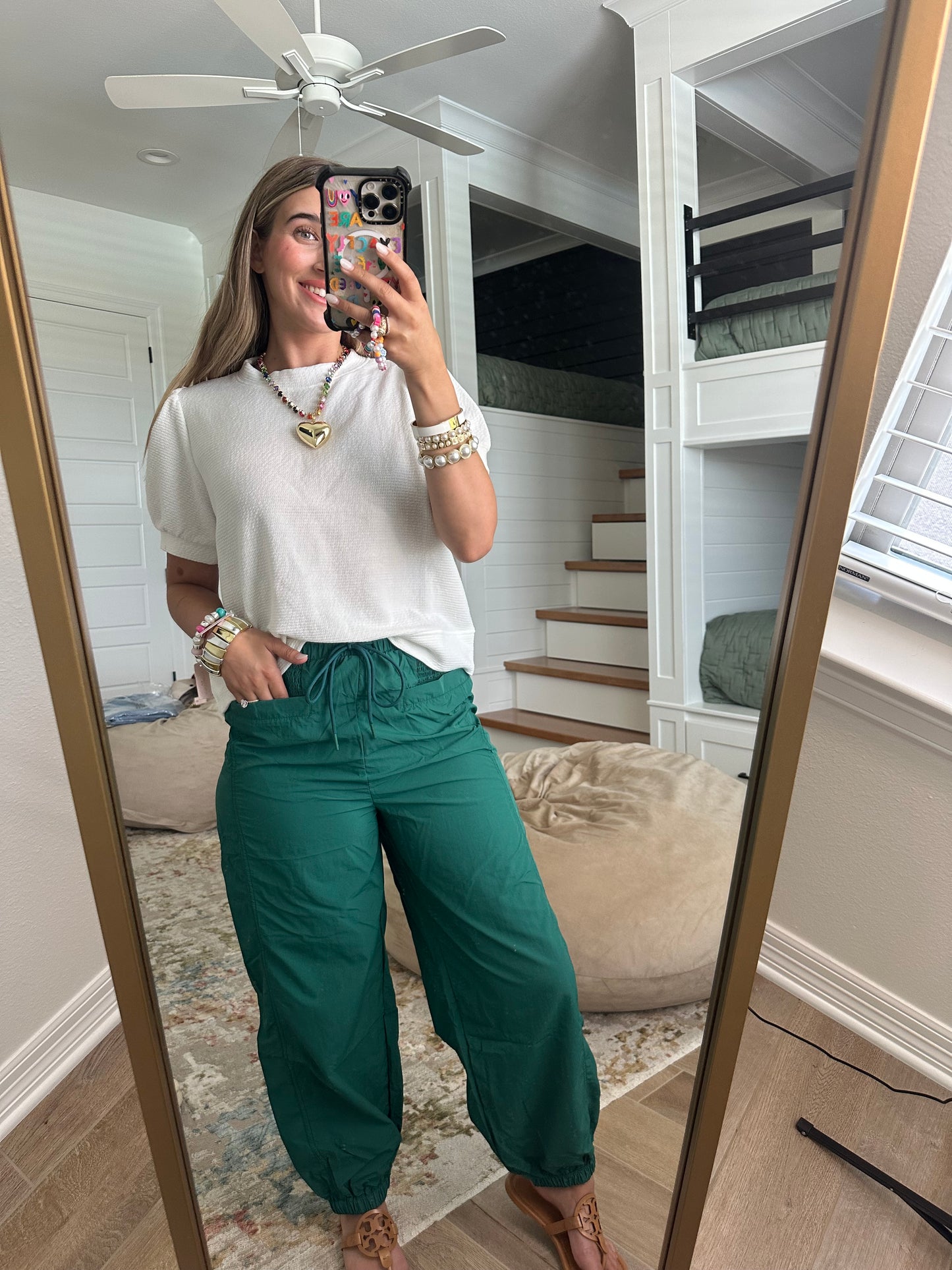 The Hunni Hunter Green High Waisted Baggy Joggers