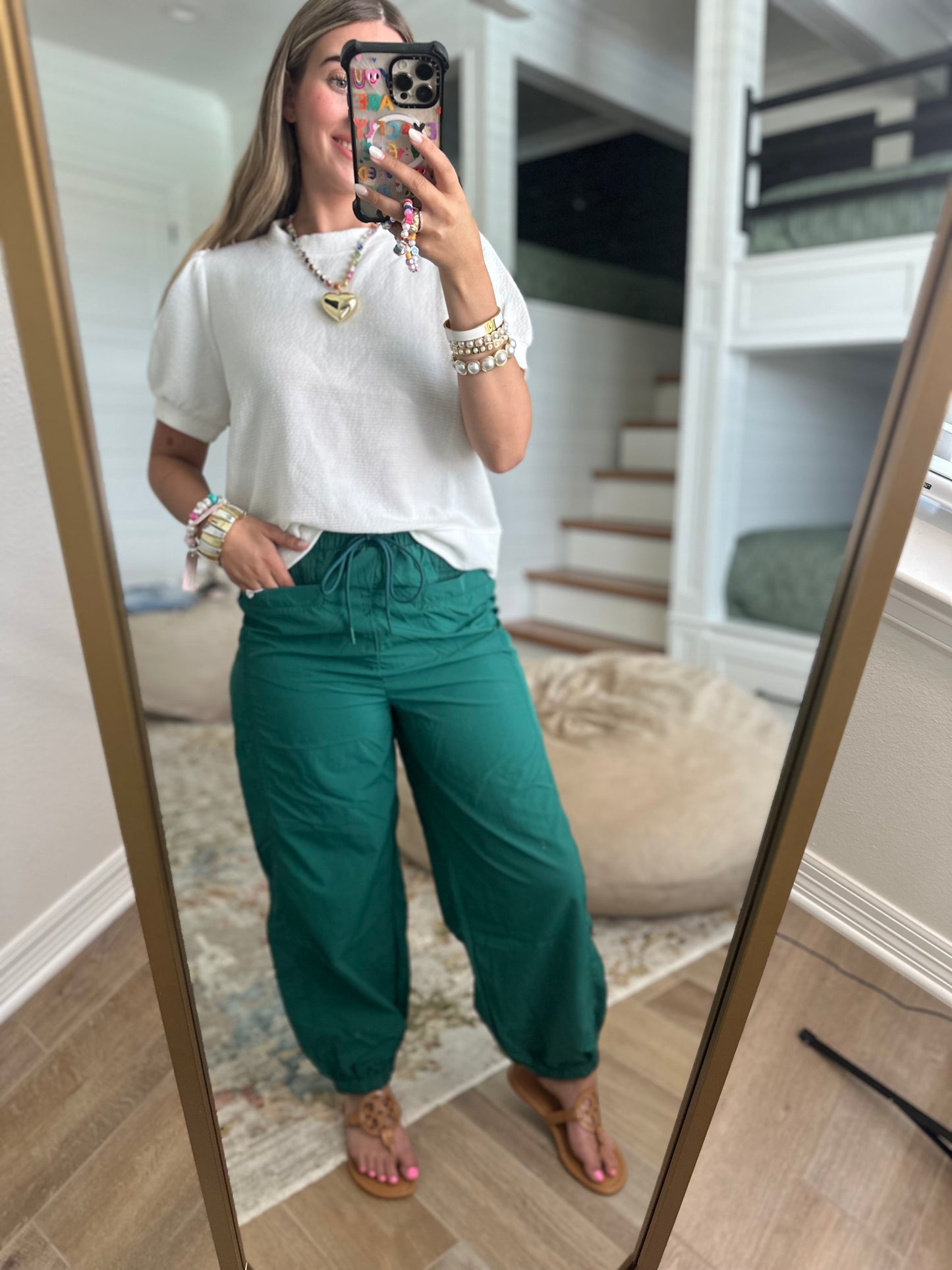 The Hunni Hunter Green High Waisted Baggy Joggers
