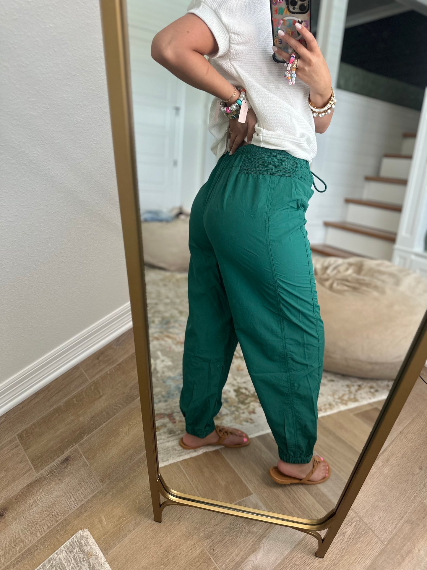 The Hunni Hunter Green High Waisted Baggy Joggers