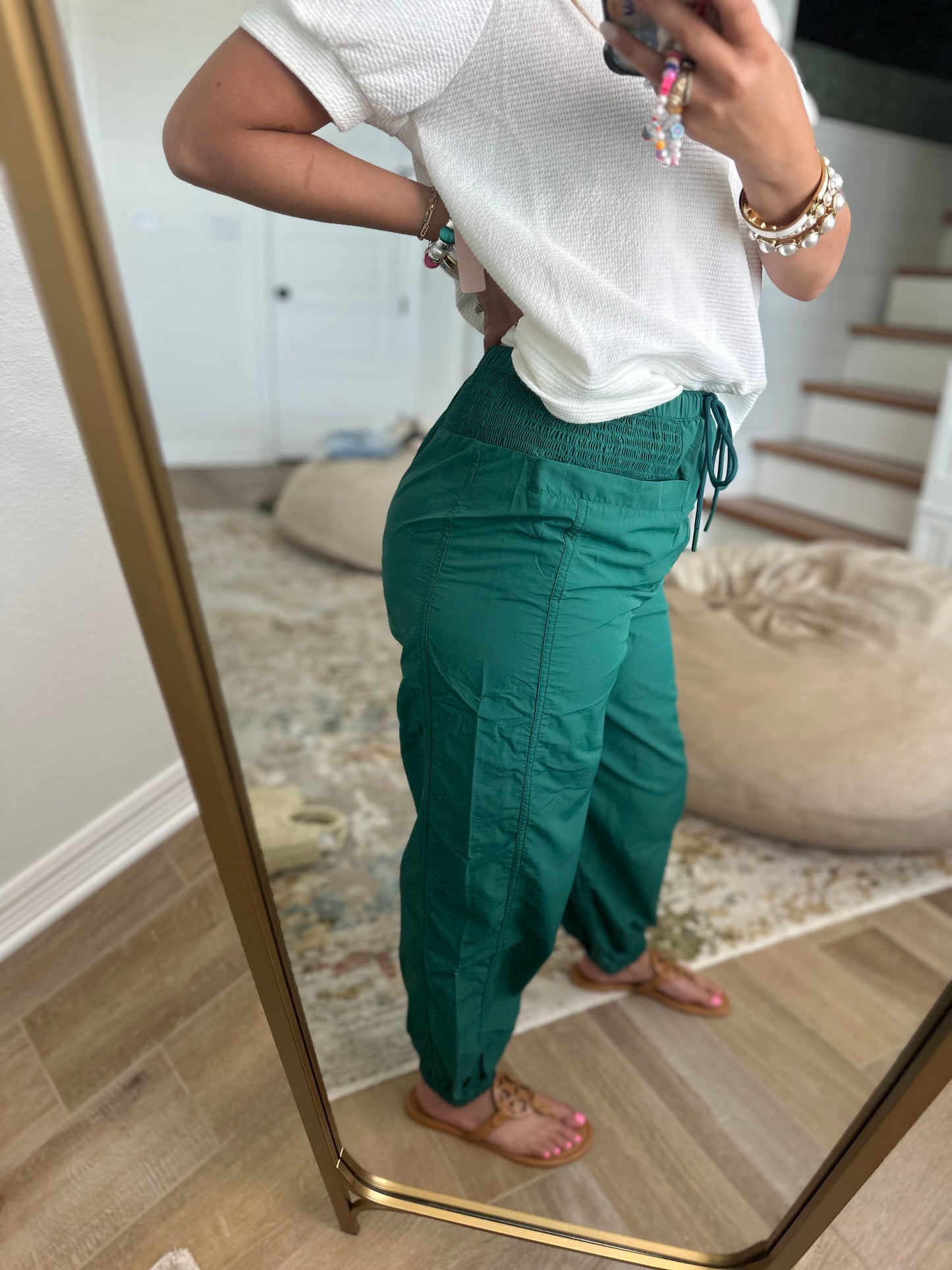 The Hunni Hunter Green High Waisted Baggy Joggers