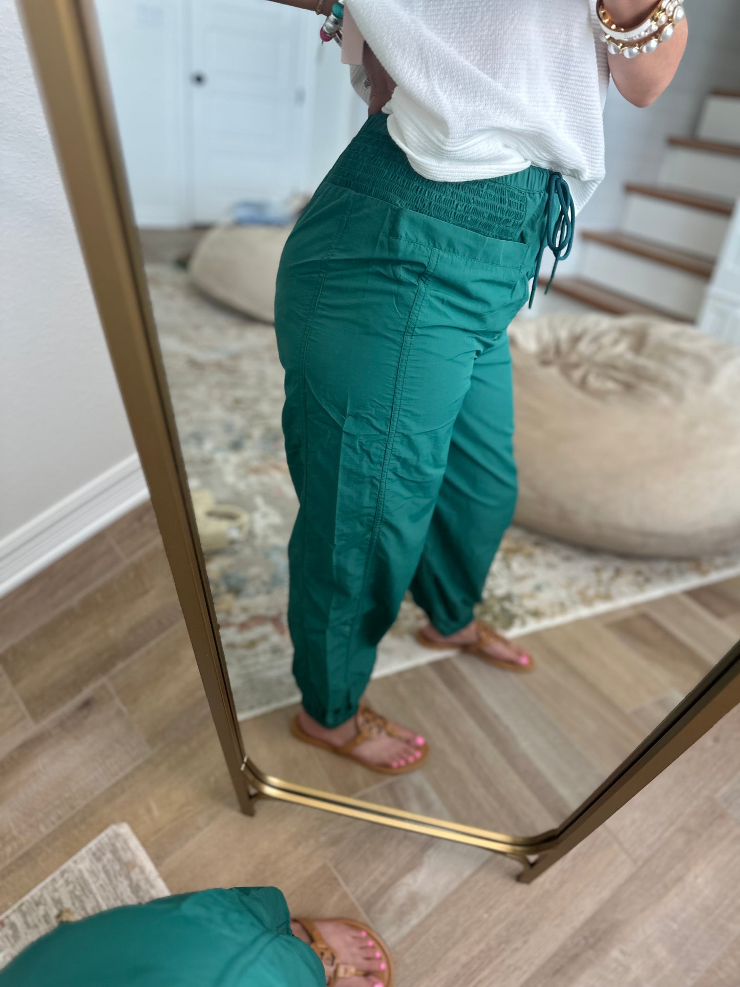 The Hunni Hunter Green High Waisted Baggy Joggers