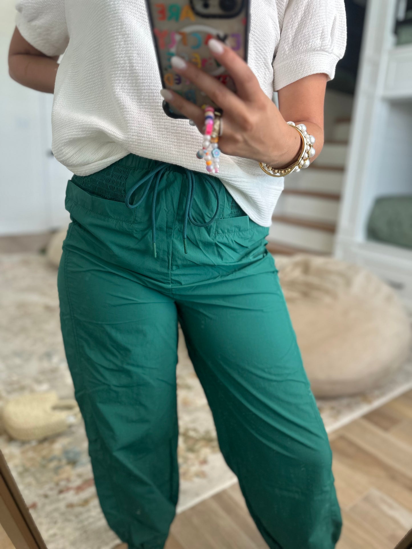 The Hunni Hunter Green High Waisted Baggy Joggers