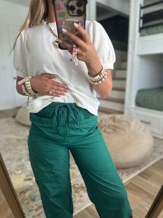 The Hunni Hunter Green High Waisted Baggy Joggers