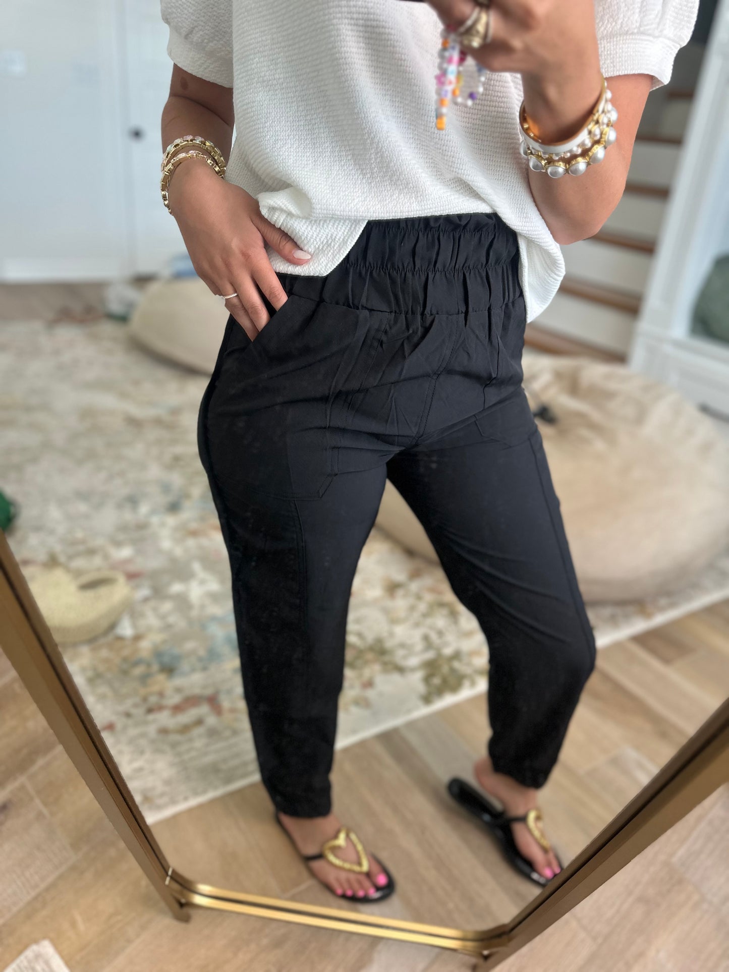 The Ronda Black High Waisted Cargo Active Joggers With Pockets