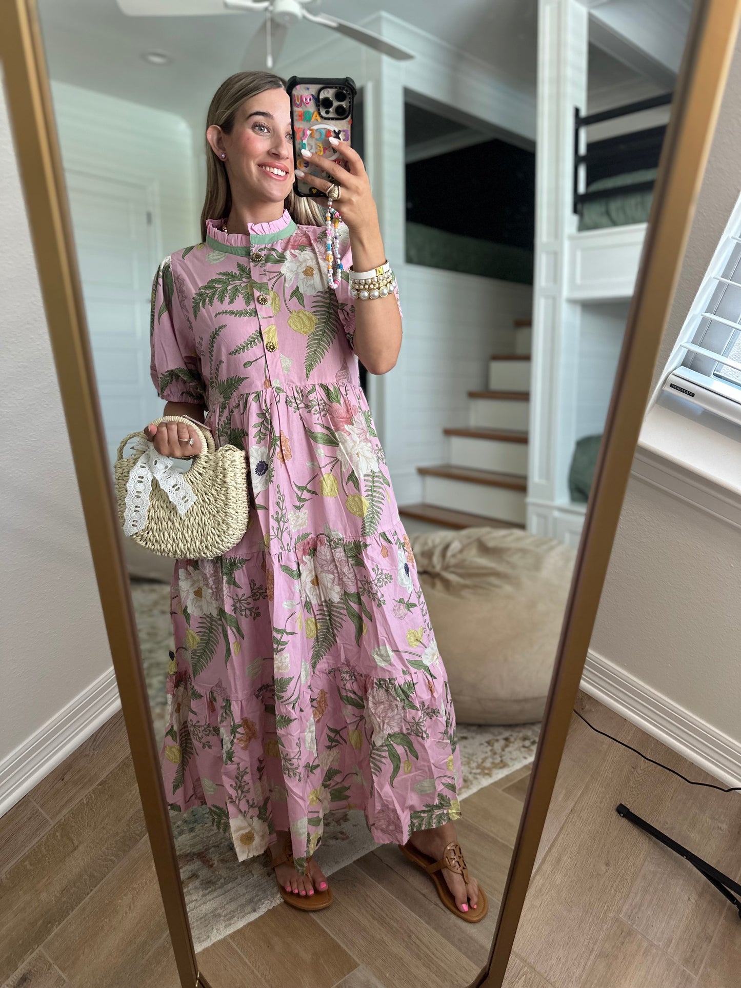 The Holly Floral Tiered Midi Dress with Puff Sleeves