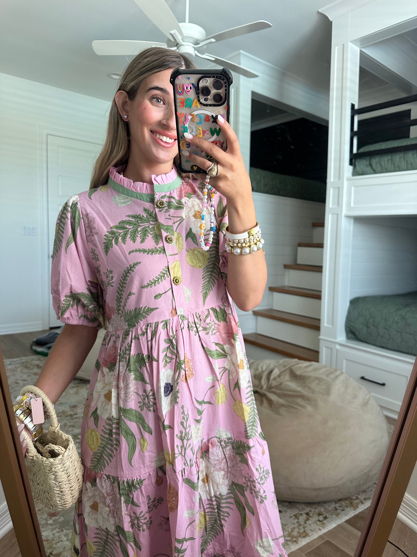 The Holly Floral Tiered Midi Dress with Puff Sleeves