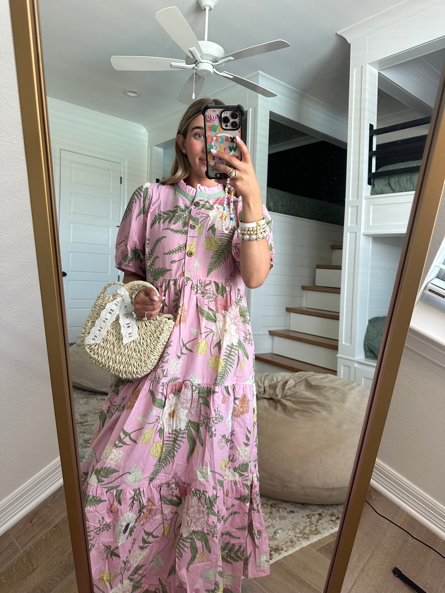 The Holly Floral Tiered Midi Dress with Puff Sleeves