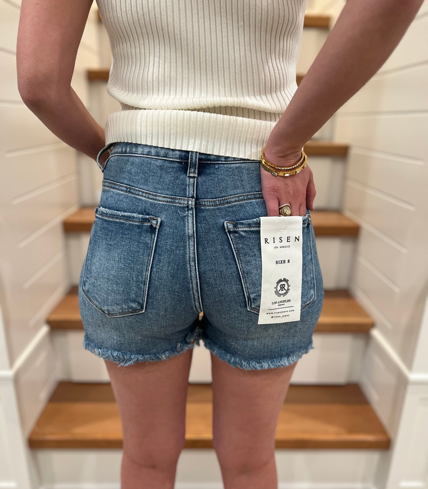 The Kelley High Rise Front Seam With Slit Risen Shorts- Final Sale
