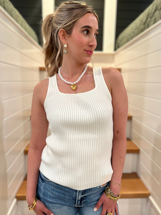 The Daisy Sleveless Sweater Knit Tank Top - Final Sale