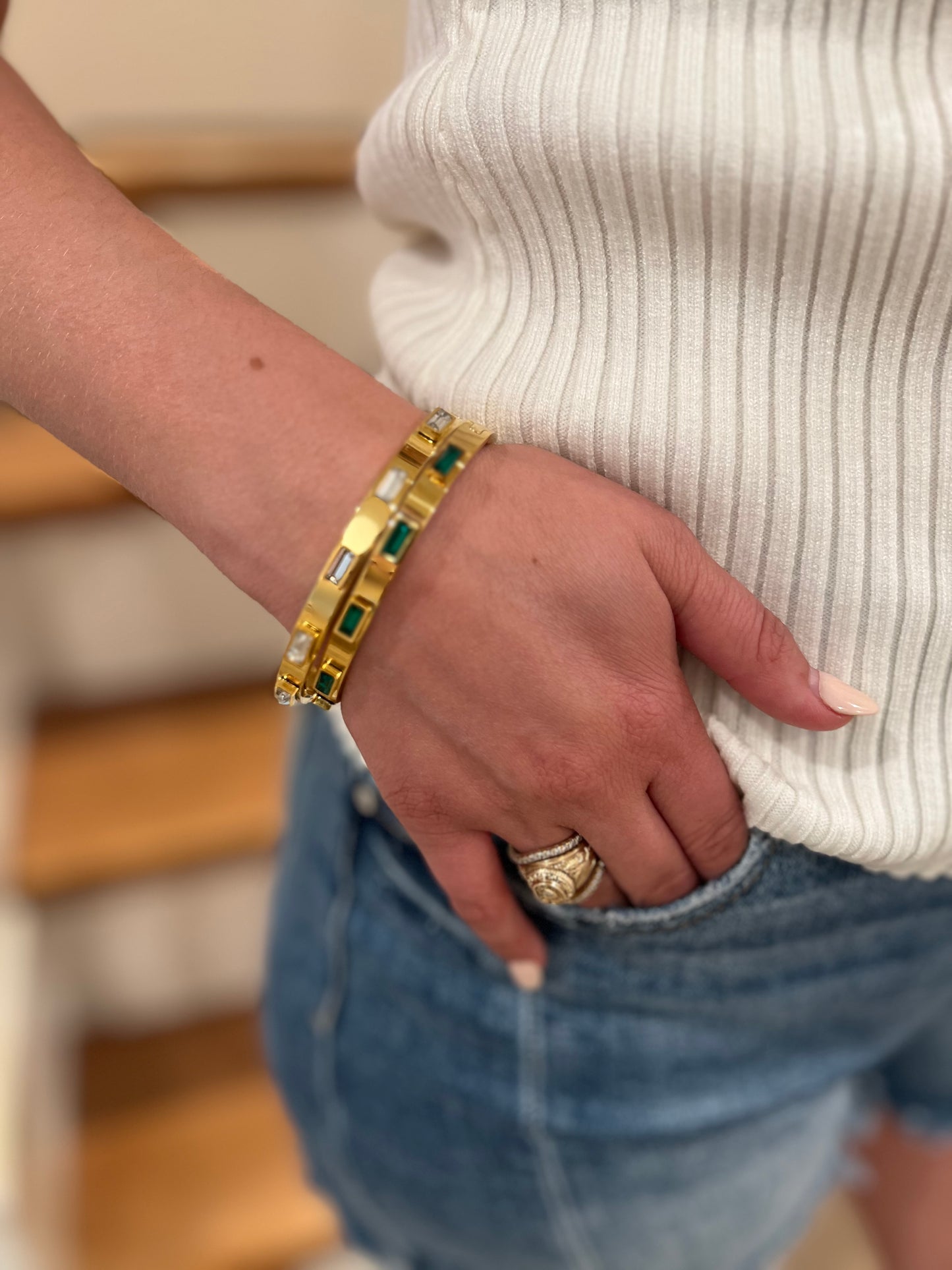 The Kourtni Emerald And White Bangle - Final Sale