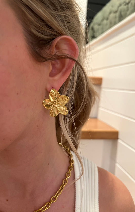 The Caton Gold Flower Earrings