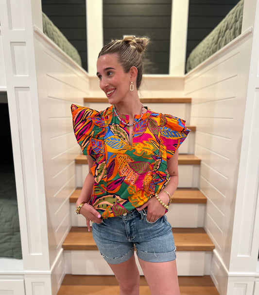 The Ruby Ruffle Poplin Top - Final Sale