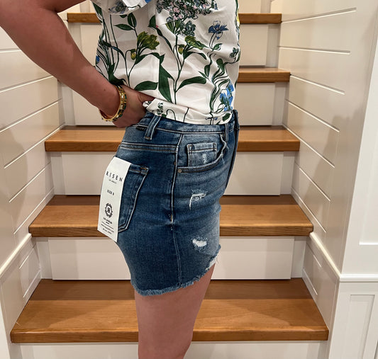 The Sami High Rise Distressed Detail Risen Shorts - Final Sale